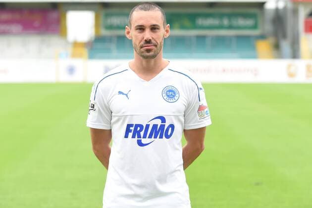 Fußball 3. Liga, Porträttermin 2017 2018 Sportfreunde Lotte am 16.07.2017 im Frimo Stadion in Lotte Tim Gorschlüter Gorschlueter (Lotte) MT