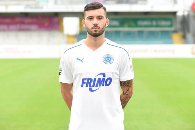 Fußball 3. Liga, Porträttermin 2017 2018 Sportfreunde Lotte am 16.07.2017 im Frimo Stadion in Lotte Dennis Brock (Lotte) MT