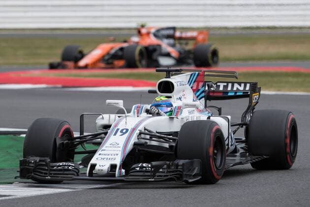 July 16th 2017, Silverstone, Northamptonshire, England; British Formula 1 Grand Prix, Race Day; Williams Martini Racing driver Felipe Massa aheard of McLaren Honda Formula 1 Team driver Stoffel Vandoorne xTimxWilliamsx  ActionPlus11902591