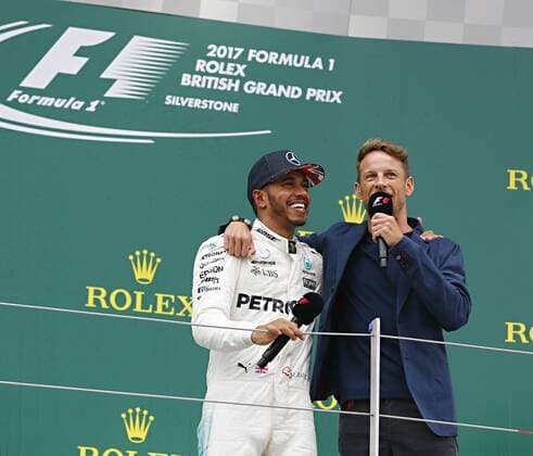 Motorsports: FIA Formula One World Championship WM Weltmeisterschaft 2017, Grand Prix of Great Britain, 44 Lewis Hamilton (GBR, Mercedes AMG Petronas F1 Team), Jenson Button (GBR) Silverstone Great Britain xHOCHxZWEIx