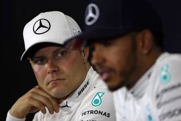 British Grand Prix, Silverstone 13 - 16 July 2017 16.07.2017 - Race, press conference PK Pressekonferenz Valtteri Bottas (FIN) Mercedes AMG F1 W08 and Lewis Hamilton (GBR) Mercedes AMG F1 W08 