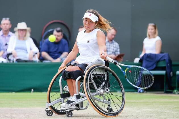 Yui Kamiji (JPN), JULY 16, 2017 - Tennis : Yui Kamiji of Japan during the Women s wheelchair doubles final match of the Wimbledon Lawn Tennis Championships against Marjolein Buis and Diede De Groot of the Netherlands at the All England Lawn Tennis and Croquet Club in London, England. Noxthirdxpartyxsales  (mdga016971)
