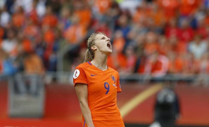 (170717) -- UTRECHT, July 17, 2017 -- Vivianne Miedema of Netherlands reacts during the UEFA Women s EURO 2017 soccer tournament opening match between the Netherlands and Norway at the Stadion Galgenwaard in Utrecht, the Netherlands, July 16, 2017. The Netherlands won the game 1-0. ) (SP)NETHERLANDS-UEFA-WOMEN S EURO-2017-GROUP-NETHERLANDS VS NORWAY YexPingfan 