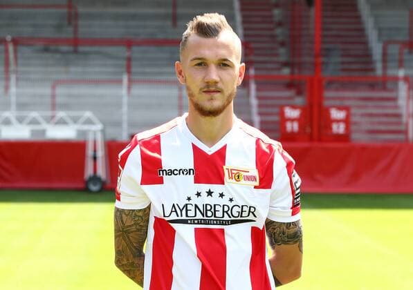 Marcel Hartel Fußball Fussball 2.Bundesliga Herren DFL Porträttermin Saison 2017 2018 17.07.2017 1.FC Union Berlin FCU , Porträt, Vorstellung, Präsentation, Pressetermin