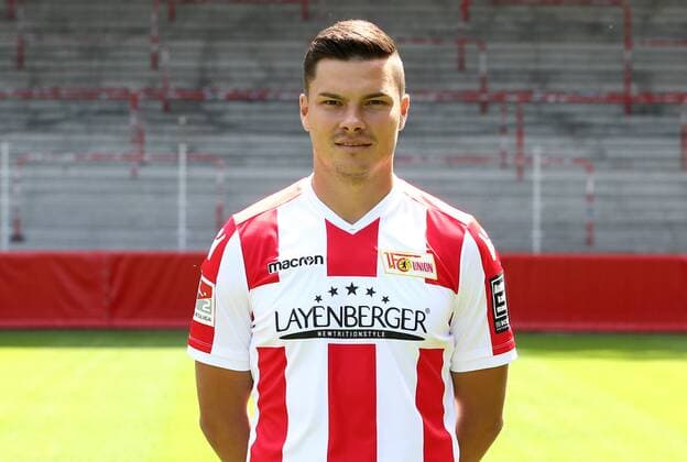 Fabian Schönheim Fußball Fussball 2.Bundesliga Herren DFL Porträttermin Saison 2017 2018 17.07.2017 1.FC Union Berlin FCU , Porträt, Vorstellung, Präsentation, Pressetermin