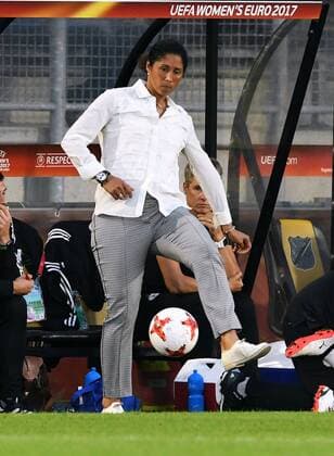 Fussball, Frauen, UEFA Europameisterschaft, EM 2017, Niederlande, Gruppe B, Rat Verlegh Stadion Breda, Deutschland - Schweden; Bundestrainerin Steffi Jones (GER).