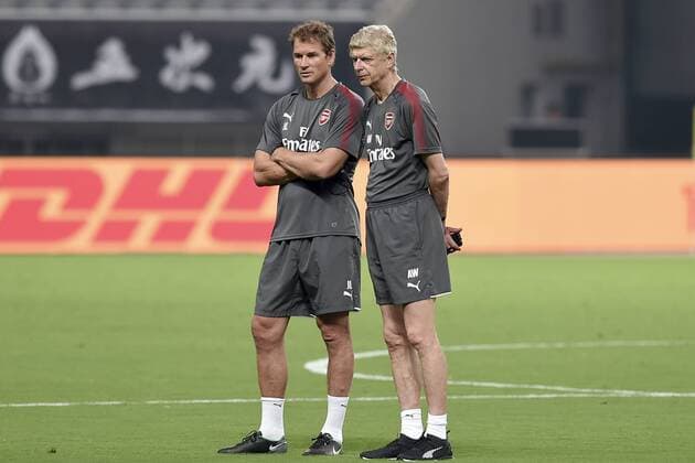 SHANGHAI, CHINA - JULY 18: Manager Arsene Wenger (R) and coach Jens Lehmann of Arsenal FC attend a training session ahead of 2017 International Champions Cup football match between Bayern Munich and Arsenal on July 18, 2017 in Shanghai, China.  Copyright: xVCGx CFP111120032532 