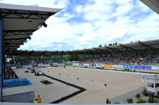 Feature, Blick in das Deutsche Bank Stadion. Deutschland, Aachen: Reiten, Dressur, CHIO Aachen 2017: Preis der Familie Tesch am 20.07.2017, Deutsche Bank Stadion.