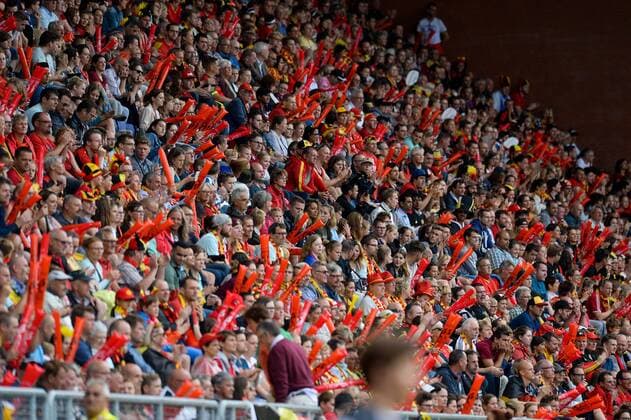 Belgian fans pictured during a soccer game between Belgian national women s soccer team Red Flames and Norway, the second game in group A in the group stage of the Women s European Championship EM Europameisterschaft 2017 in the Netherlands, Thursday 20 July 2017 in Breda, The Netherlands. DAVIDxCATRY  x05134843x