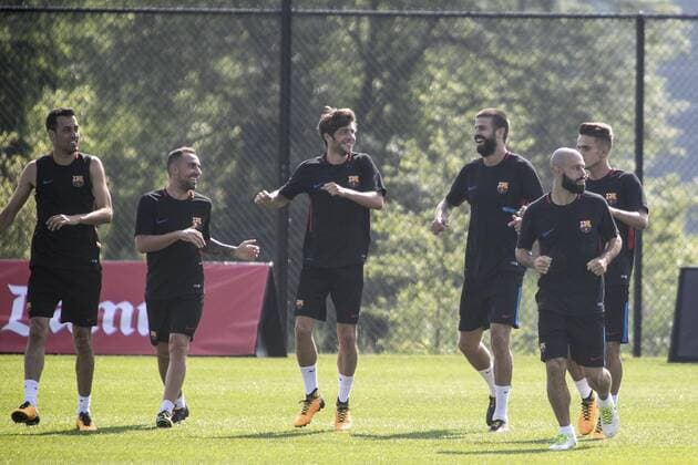 FC Barcelona Barca s players take part in a training session at the sports facilities of the New York Red Bulls club in Whippany, New Jersey (USA), 20 July 2017. FC Barcelona prepares the season in the United States, where the Spanish club will play friendly matches with Juventus, Manchester United ManU and Real Madrid. FC BARCELONA TRAINING SESSION !ACHTUNG: NUR REDAKTIONELLE NUTZUNG!  Copyright: xEduxBayerx MIA06 20170720-636361753780380553