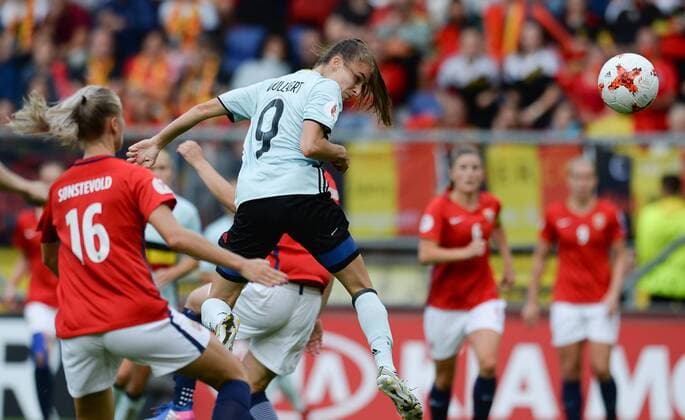 Belgium s Tessa Wullaert pictured in action during a soccer game between Belgian national women s soccer team Red Flames and Norway, the second game in group A in the group stage of the Women s European Championship EM Europameisterschaft 2017 in the Netherlands, Thursday 20 July 2017 in Breda, The Netherlands. DAVIDxCATRY  x05134968x