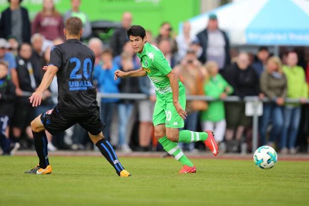Maxime Le Marchand (Nizza) und Julio Villalba (Moenchengladbacht) waehrend des Testspiels der Borussia Moenchengladbach gegen OGC Nizza am 20.07.2017 in Rottach-Egern. Rottach-Egern Copyright: xEngelbrecht Eibner-Pressefotox EP_MET