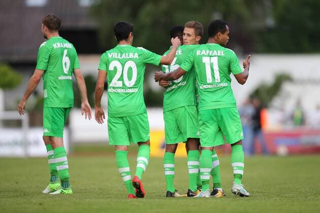 Christoph Kramer, Ibrahima Traore, Thorgan Hazard und Raffael (Moenchengladbach) waehrend des Testspiels der Borussia Moenchengladbach gegen OGC Nizza am 20.07.2017 in Rottach-Egern. Rottach-Egern Copyright: xEngelbrecht Eibner-Pressefotox EP_MET