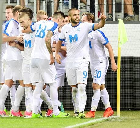 20.07.17 Luzern Schweiz Fussball Herren Saison 2017 2018 UEFA Europa League FC Luzern - NK Osijek Aktion Bild zeigt Torjubel NK Osijek. Torschuetze Nr. 9 zum 2:3 Muzafer Ejupi 