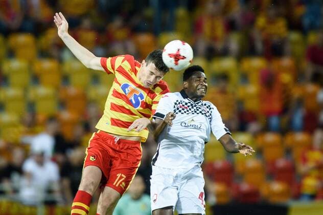 2017.07.20, Bialystok, Pilka nozna, UEFA Liga Europy Sezon 2017 2018, II Runda Elimacyjna Mecz Jagiellonia Bialystok - FK Gabala N z Ivan Runje, Elvin Jamalov Foto Rafal Oleksiewicz PressFocus NEWSPIX.PL 2017.07.20, Bialystok, Football, UEFA Europa League Season 2017 2018, Second Qualifying Round Jagiellonia Bialystok - FK Gabala Ivan Runje, Elvin Jamalov Credit Rafal Oleksiewicz PressFocus --- Newspix.pl  20170720PF_RO3153