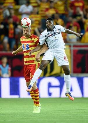 2017.07.20, Bialystok, Pilka nozna, UEFA Liga Europy Sezon 2017 2018, II Runda Elimacyjna Mecz Jagiellonia Bialystok - FK Gabala N z Lukasz Burliga, Elvin Jamalov Foto Rafal Oleksiewicz PressFocus NEWSPIX.PL 2017.07.20, Bialystok, Football, UEFA Europa League Season 2017 2018, Second Qualifying Round Jagiellonia Bialystok - FK Gabala Lukasz Burliga, Elvin Jamalov Credit Rafal Oleksiewicz PressFocus --- Newspix.pl  20170720PF_RO3176