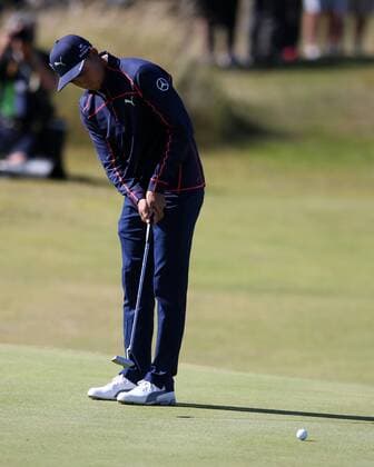 20th July 2017, Royal Birkdale Golf Club, Southport, England; The 146th Open Golf Championship, First round; Rickie Fowler (USA) putts for birdie on the par three 14th hole xDavidxBlunsdenx  ActionPlus11904094