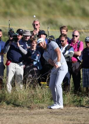 20th July 2017, Royal Birkdale Golf Club, Southport, England; The 146th Open Golf Championship, First round; Dustin Johnson (USA) pitches to the green on the par five 15th hole xDavidxBlunsdenx  ActionPlus11904124