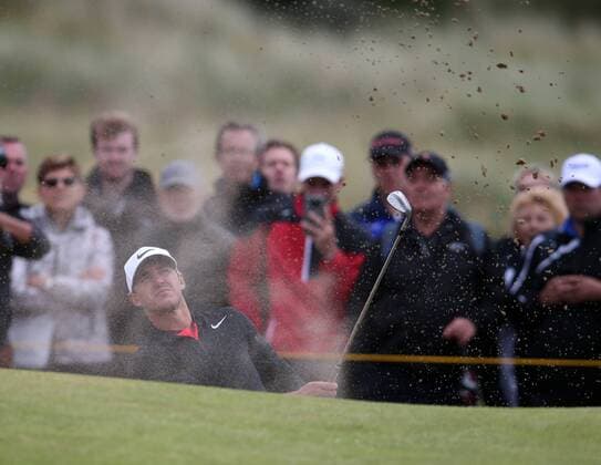 20th July 2017, Royal Birkdale Golf Club, Southport, England; The 146th Open Golf Championship, First round; Joint leader Brooks Koepka of (USA) plays a bunker shot on the par five 15th hole xDavidxBlunsdenx  ActionPlus11904159