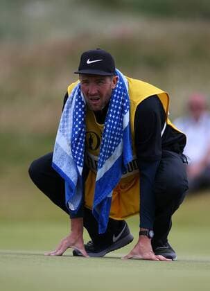 20th July 2017, Royal Birkdale Golf Club, Southport, England; The 146th Open Golf Championship, First round; Ian Finnis studies the line of the birdie putt of Tommy Fleetwood (ENG) on the 15th green xDavidxBlunsdenx  ActionPlus11904161