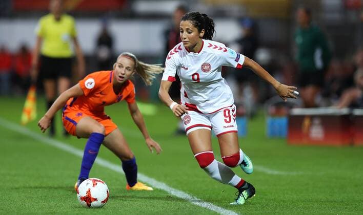 Football - 2017 UEFA Women™s European Euro Championship - Group A : Netherlands vs. Denmark Nadia Nadim of Denmark at Sparta Stadoin , Rotterdam. COLORSPORT LYNNE CAMERON 