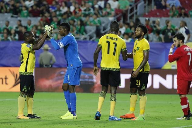 Jamaica s players celebrate their victory during their soccer match between Jamaica and Canada, for the Gold Cup, held at the Stadium of the University of Phoenix, Arizona, USA, on 20 July 2017. JAMAICA VS CANADA !ACHTUNG: NUR REDAKTIONELLE NUTZUNG!  Copyright: xJoséxMéndezx COP05 20170721-636362060660561123