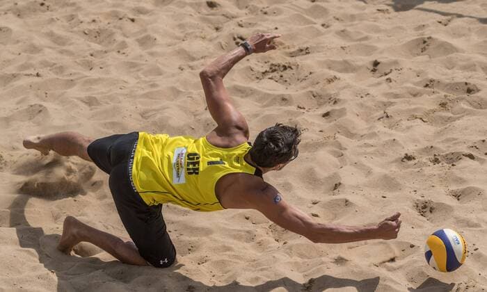 FIVB World Tour - Olsztyn 4-Star Open am 20.07.2017 Jonathan Erdmann (GER); FIVB World Tour - Olsztyn 4-Star Open am 20.07.2017, Olsztyn (Polen). xPWx