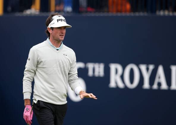 21st July 2017, Royal Birkdale Golf Club, Southport, England; The 146th Open Golf Championship ; Second round ; Bubba Watson (USA) anxiously watches his tee shot on the first hole xDavidxBlunsdenx  ActionPlus11904415