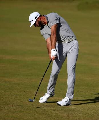 20th July 2017, Royal Birkdale Golf Club, Southport, England; The 146th Open Golf Championship, First round; Dustin Johnson (USA) hits his approach shot to the 16th green xDavidxBlunsdenx  ActionPlus11904421