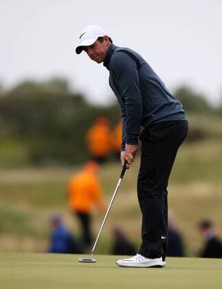 21st July 2017, Royal Birkdale Golf Club, Southport, England; The 146th Open Golf Championship, second round; Rory McIlroy of (NIR) lines up his birdie putt on the 9th green xDavidxBlunsdenx  ActionPlus11904445