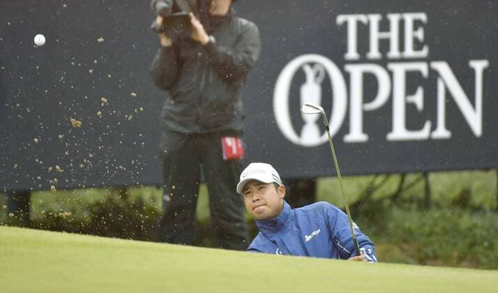 Golf: Matsuyama slips 6 back at British Open Japan s Hideki Matsuyama hits his second shot on the 12th hole during the second round of the British Open at the Royal Birkdale Golf Club in Southport, England, on July 21, 2017. Matsuyama labored to a 2-over-par 72 to fall six strokes off the pace after the second round of the third major of the season. 