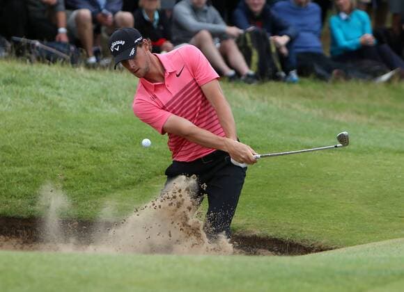22nd July 2017, Royal Birkdale Golf Club, Southport, England; The 146th Open Golf Championship, third round ; Thomas Pieters (BEL) plays from the sand at the par three 7th hole xDavidxBlunsdenx  ActionPlus11904816