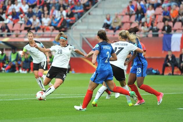 Womens Europeans Austria vs France Utrecht The Netherlands 22nd July 2017 Womens Europeans Austria vs France Lisa Makas - Austria scores. 