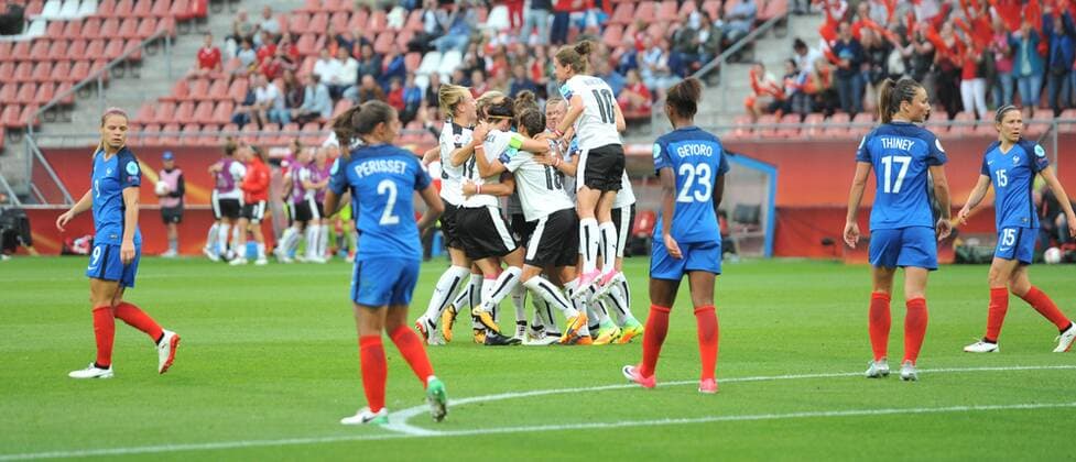 Womens Europeans Austria vs France Utrecht The Netherlands 22nd July 2017 Womens Europeans Austria vs France Austrian joy as the score. 