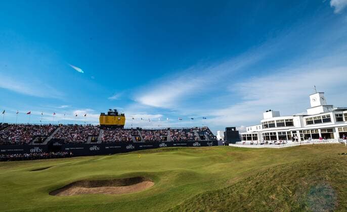 22nd July 2017, Royal Birkdale Golf Club, Southport, England; The 146th Open Golf Championship, third round ; A general view of the clubhouse and grandstands at the 18th green xDavidxBlunsdenx  ActionPlus11905244