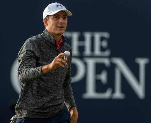 22nd July 2017, Royal Birkdale Golf Club, Southport, England; The 146th Open Golf Championship, third round ; Jordan Spieth (USA) responds to the applause of the grandstands after he completes the 18th hole xDavidxBlunsdenx  ActionPlus11905260