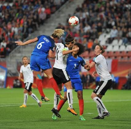 Womens Europeans Austria vs France Utrecht The Netherlands 22nd July 2017 Womens Europeans Austria vs France Amandine Henry (FRA) header. 