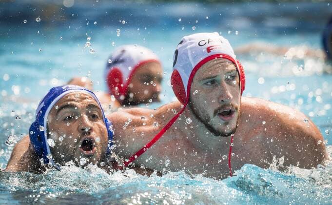 Preliminary Round WaterPolo Men s Canada CAN (White Cup) Vs France FRA (Blue Cup) 6 Scott Robinson CAN Canada 2 remi Saudadier FRA France Day 10 23 07 2017 XVII FINA World Championships Aquatics City Park - Varosliget Lake Budapest Hungary Photo Pasquale Mesiano Deepbluemedia Insidefoto pasqualexmesiano