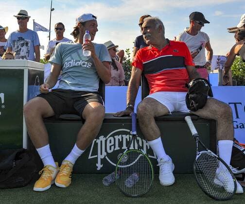 Mansour Bahrami - Lucas Pouille CELEBRITES : Classic Tennis Tour 2017 - Saint Tropez - 22 07 2017 NorbertScanella Panoramic 