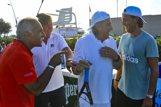 Mansour Bahrami - Lucas Pouille - Flavio Panatta - Ilie Nastase CELEBRITES : Classic Tennis Tour 2017 - Saint Tropez - 22 07 2017 NorbertScanella Panoramic 
