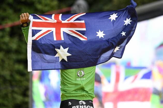 Australian Michael Matthews of Team Sunweb celebrates in the green jersey of leader in the sprint ranking after the 104th edition of the Tour de France cycling race, in Paris, France, Sunday 23 July 2017. This year s Tour de France takes place from July first to July 23rd. YORICKxJANSENS  x05137580x