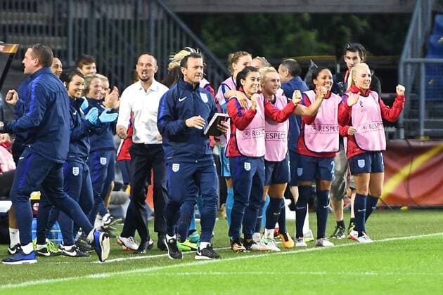 England Women v Spain UEFA Women s Euros 2017 England bench celebrate Francesca Kirby of England scoring their first goal to make it England 1 Spain during the UEFA Women s Euros 2017 match at the Rat Verlegh Stadion, Breda Copyright: xKristianxKanex FIL-10432-0017 UK Newspapers OUT