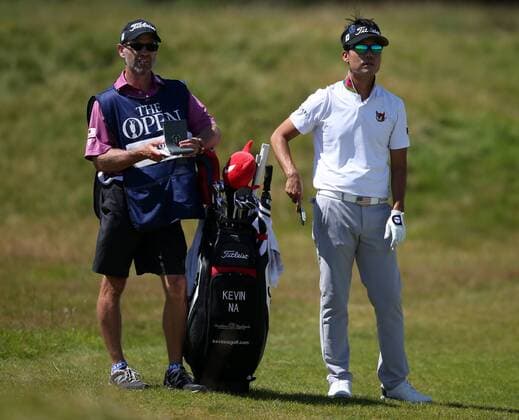 23rd July 2017, Royal Birkdale Golf Club, Southport, England; The 146th Open Golf Championship, fourth round ; Kevin Na (USA) prepares to hit his second shot the green on the 8th hole xDavidxBlunsdenx  ActionPlus11905767
