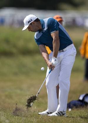 23rd July 2017, Royal Birkdale Golf Club, Southport, England; The 146th Open Golf Championship, fourth round ; Sergio Garcia (ESP) punches a recovery shot from the right hand rough on the 8th hole xDavidxBlunsdenx  ActionPlus11905782