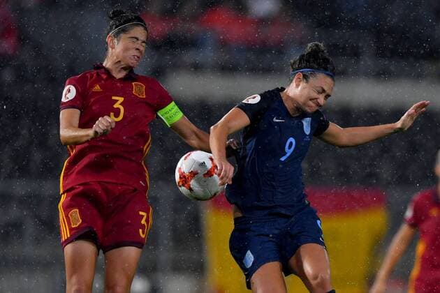 SOCCER - UEFA EURO EM Europameisterschaft Fussball 2017, ENG vs ESP BREDA,NETHERLANDS,23.JUL.17 - WOMEN SOCCER - UEFA Women s European Championship EM Europameisterschaft 2017, Group D, England vs Spain. Image shows Marta Torrejon (ESP) and Jodie Taylor (ENG). GEPAxpictures xFlorianxErtl