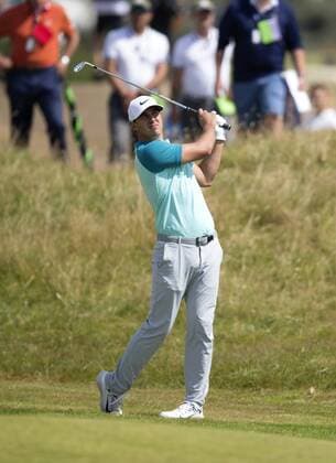 23rd July 2017, Royal Birkdale Golf Club, Southport, England; The 146th Open Golf Championship, fourth round ; Brooks Koepka (USA) hits his second shot to the green on the 15th hole xDavidxBlunsdenx  ActionPlus11905901