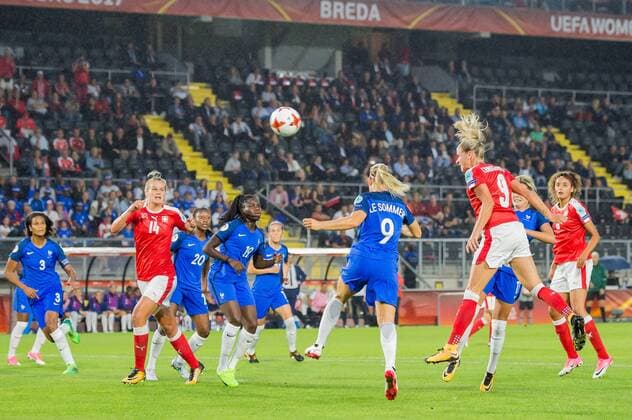Ana-Maria Crnogorcevic of Switzerland women scores during the UEFA WEURO 2017 Group C group stage match between Switzerland and France at the Rat Verlegh stadium on July 26, 2017 in Breda, The Netherlands Women: Switzerland v France UEFA WEURO 2017 2017 2018 xVIxVIxImagesx xGerritxvanxKeulenxIVx 8317065