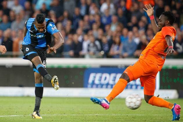 Club s Emmanuel Bonaventure Dennis scores the 1-0 goal during a soccer game between Belgian team Club Brugge KSV and Turkish club Istanbul Basaksehir F.K., the first leg of the third qualifying round for the UEFA Champions League competition, Wednesday 26 July 2017 in Brugge. KURTxDESPLENTER  x05139323x