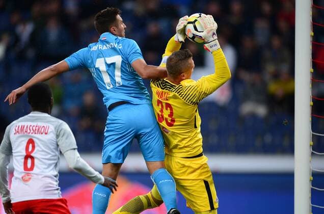 UEFA Champions League, third qualifying round, 1st leg, FC Red Bull Salzburg - HNK Rijeka 26.07.2017., Red Bull Arena, Salzburg, Austria - UEFA Champions League, third qualifying round, 1st leg, FC Red Bull Salzburg - HNK Rijeka. Mario Gavranovic, Alexander Walke. MarkoxPrpic PIXSELL