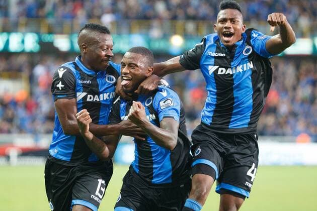 Club s Stefano Denswil (C) celebrates with his teammates after scoring the 2-0 goal from a free kick during a soccer game between Belgian team Club Brugge KSV and Turkish club Istanbul Basaksehir F.K., the first leg of the third qualifying round for the UEFA Champions League competition, Wednesday 26 July 2017 in Brugge. KURTxDESPLENTER  x05139343x